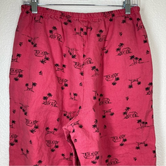 J Jill Linen Pull On Pants Relaxed Fit Pink Medium Wide Leg Beach - Picture 9 of 13